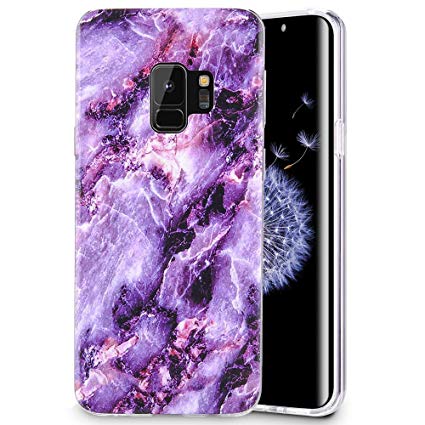 Caka Marble Case Compatible for Galaxy S9 Marble Case Slim Anti-Scratch Shock-Proof Luxury Fashion Silicone Soft Rubber TPU Protective Case for Samsung Galaxy S9 - (Purple)