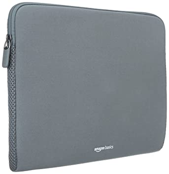 AmazonBasics Laptop Sleeve Case Cover Pouch for 14-inches, 14.1-inches Laptop for Men and Women | Slim Profile Neoprene, Soft Puffy Fabric Lining, 360° Protection, Smooth and Premium Zipper (Grey)