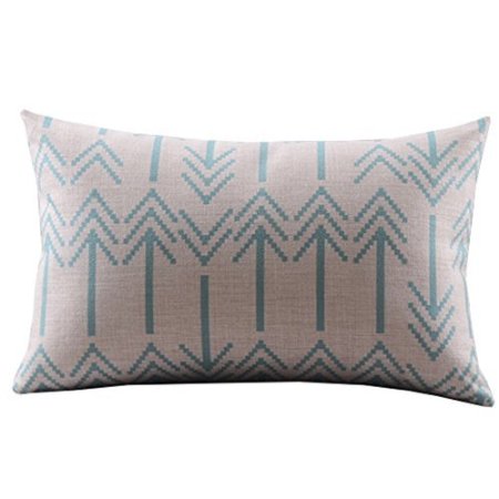 Create For-Life Cotton Linen Decorative Pillowcase Throw Pillow Cushion Cover Chevron Blue Rectangle 12" * 20"