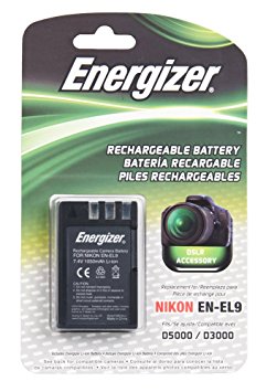 Energizer ENB-NEL9 Digital Replacement Battery EN-EL9 for Nikon D3X, D40, D40X, D60, D3000 and D5000 (Black)