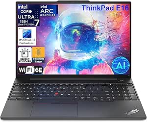 Lenovo ThinkPad E16 G2 16" FHD  AI Business Laptop Computer, Intel 16-Core Ultra 7 155H (Beat i7-13705H), Arc Graphics, 64GB DDR5 RAM, 1TB PCIe SSD, WiFi 6E, Backlit KB, FR, Windows 11 Pro, AZ-XUT