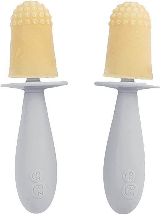 ezpz Tiny Pops (2-Pack) - Popsicle Mold for Infants - Easy for Baby’s Grasp - Dishwasher Safe - 4 Months  (Pewter)