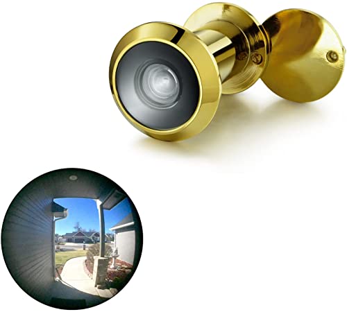 TOGU TG3016YG-PG UL Listed Solid Brass HD Glass Lens 220-degree Door Viewer Peephole with Heavy Duty Privacy Cover for 1-3/8" to 2-1/6" Doors, Polished Gold Finish