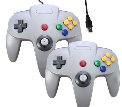 Infityle 2 pack Classic Retro N64 Bit USB Wired Controller for PC - Gray   Gray