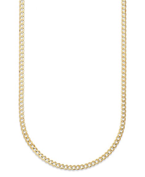 18K Solid Yellow Gold 2mm Cuban Link Curb Chain Necklace- 18K Solid Gold- Made in Italy- Available in 16"-30"