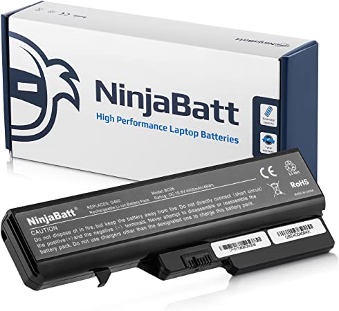 NinjaBatt Laptop Battery for Lenovo L09S6Y02 L09M6Y02 L09L6Y02 L10P6Y22 L10C6Y02 57Y6454 L10P6F21 IdeaPad Z370 Z560 Z565 Z570 G460 G560 B570 V360 V570 - High Performance [6 Cells/4400mAh/48Wh]