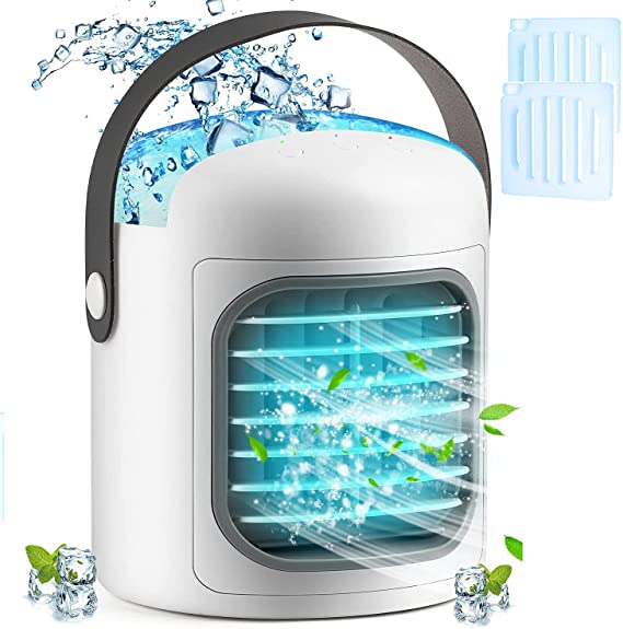 portable Air Conditioner,3-in-1 Personal Evaporative Air cooler with Ice Packs,2500 mAh Battery