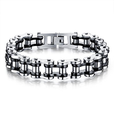 Cool Stainless Steel Motorcycle Biker Chain Bracelet Rock Link Wristband Necklace,8.4 Inch