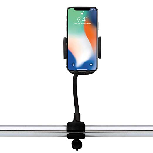 Stroller Phone Holder, Universal Gooseneck Flexible Long Arm Lazy Hands Free Phone Mount Clamp, Stroller Clamp Compatible with iPhone,Android, Galaxy, 360 Degree Rotation,Perfect for Moms on The Go
