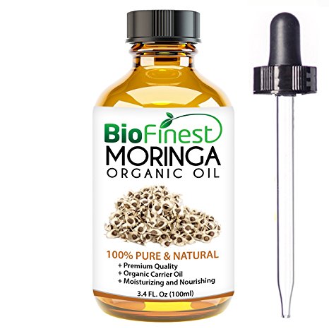 Biofinest Moringa Organic Oil - 100% Pure, Natural, Cold-Pressed - Premium Moisturizer - Soothe Acne, Psoriasis, Eczema, Dry Skins, Scars - FREE E-Book and Dropper (100ml)