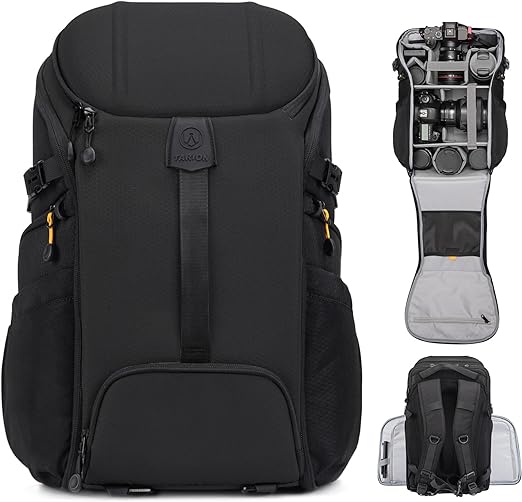 TARION Camera Backpack Waterproof Camera Rucksack Camera Bag Backpack Large Photography Backpack Side Access with 15.6'' Laptop Compartment and Rin Cover for SLR DSLR Cameras and Lenses