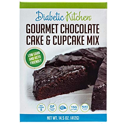 Diabetic Kitchen Gourmet Chocolate Cake & Cupcake Mix Is Keto-Friendly, Low-Carb, No Sugar Added, Gluten-Free, 15g of Fiber, Non-GMO, No Artificial Sweeteners or Sugar Alcohols