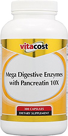 Vitacost Mega Digestive Enzymes with Pancreatin 10X -- 300 Capsules