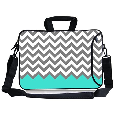Elonbo (TM) 16 17"-17.3 Inches Cute Colorful Cross Stripe Design Water Resistant Neoprene Sleeve Notebook Neoprene Messenger Case Tote Bag with Handle and Carrying Strap