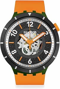 Swatch Unisex Casual Watch Orange Bioceramic Quartz Fall-IAGE