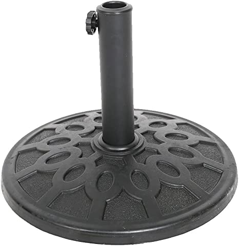 Dporticus 17" Outdoor Round Universal Patio Umbrella Base Heavy Duty Stand Rust Proof Composite Materials/Black