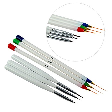 6 Pcs Acrylic French Nail Art Pen Brush Painting Drawing Liner Tools