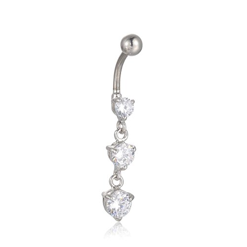 Clear Round Crystal Zircon 316l Surgical Steel Belly Button Navel Ring Barbell 14g