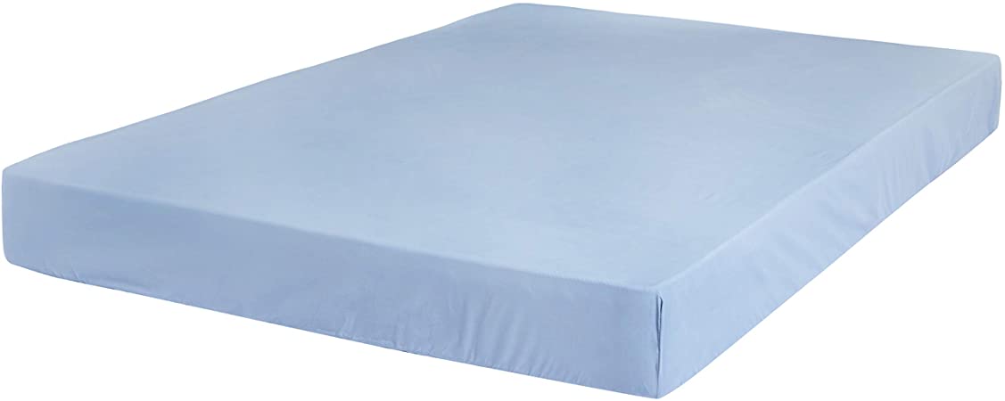 AmazonBasics Ultra-Soft Cotton Fitted Bed Sheet, Breathable, Easy to Wash, California King, Dusty Blue