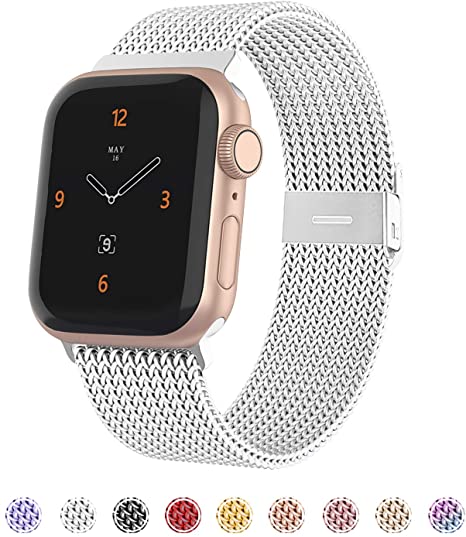 iGK Compatible for Watch Band 38mm 40mm 42mm 44mm, Stainless Steel Mesh Loop Band Adjustable Magnetic Replacement Wristband Compatible with Watch Series 5 4 3 2 1