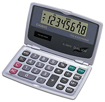 Casio SL-200TE Solar DualLeaf Pocket Calculator