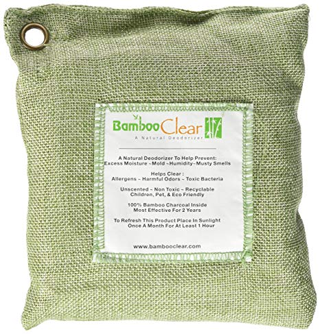 Bamboo Clear: Premium Activated Charcoal Air Purifying Bag - Natural Way to Remove Odors, Bacteria and Allergens - Perfect Purifier for Home and Car Use (200g, Green)