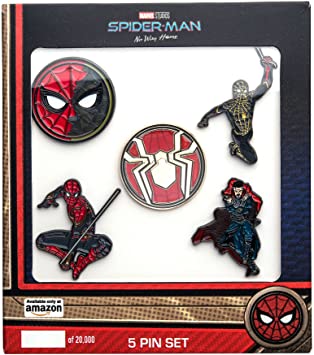 Marvel Studios: Spider-Man "No Way Home" Metal-based and Enamel 5 Lapel Pin Set Comes in an Officially Licensed Box (Amazon Exclusive)