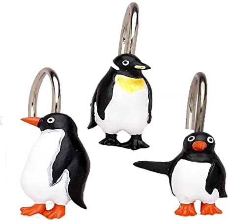 Carnation PHP-Art Arctic Penguins Resin Shower Curtain Hooks