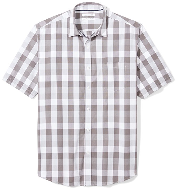 Amazon Essentials Men's Regular-Fit Short-Sleeve Check Shirt
