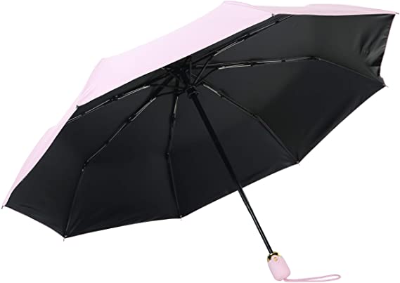 JOURNOW Light Weight Aluminium 8 Ribs Colorful Windproof Automatic Sun/Rain Travel Umbrella with 210T Heavy Coating (Pink)