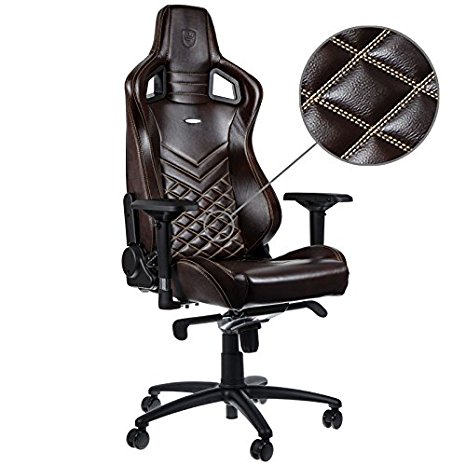 noblechairs EPIC Real Leather Gaming Chair - Brown/Beige with Genuine Real Leather, 2 Year Warranty, Up to 180KG Users, Perfect for an Executive Office Chair, Racing Seat Design