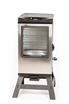 Masterbuilt 20077016 4-Rack Digital Electric Smoker with Leg Kit Cover and Gloves, 30", Stainless