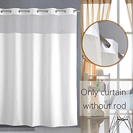 YUUNITY Avershine Sheer Shower Curtain Waterproof, 72 x 80 Inch Hookless (Sheer White 72" x 72")