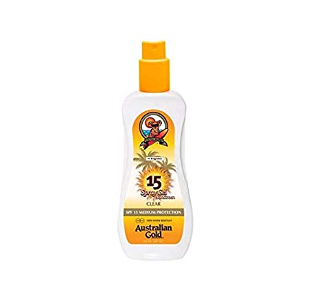 Australian Gold Spray Gel Sunscreen, Moisture Max, Infused with Aloe Vera, Broad Spectrum, Water Resistant, SPF 15, 8 Ounce