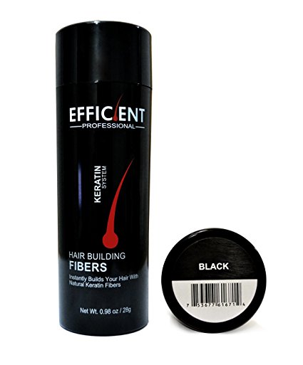 EFFICIENT Keratin Hair Building Fibers, Hair Loss Concealer Net Wt. 28gm / 0.98 oz (Black)