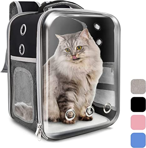 Prodigen Cat Backpack Carriers, Foldable Pet Backpack Carriers for Cats Puppy Dogs and Birds, Ventilate Transparent Capsule Carrier Backpack for Travel, Hiking and Outdoor Use