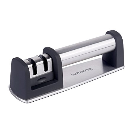 Lumsing Handheld Knife Sharpener - Kitchen Chef Manual 2 Stage Diamond and Ceramic Sharpening System