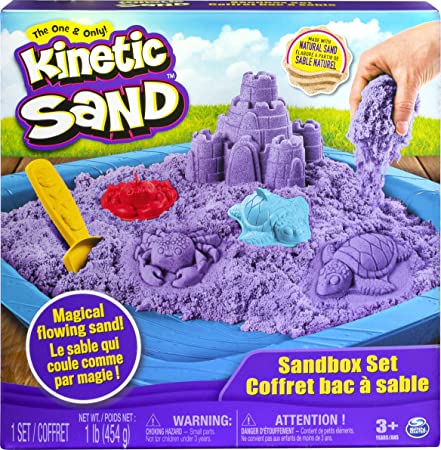 Kinetic Sand, Sandbox Playset with 1lb of Purple and 3 Molds, for Ages 3 and up