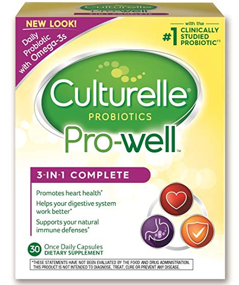 Culturelle 3-In-1 Complete Daily Probiotic Supplement | Probiotic   Omega 3 | Support your heart, digestive and immune health in one complete capsule.* |30 Capsules