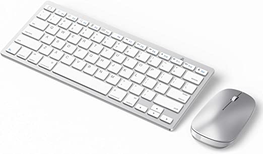 OMOTON Bluetooth Keyboard and Mouse for iPad and iPhone (iPadOS 13 / iOS 13 and Above), Compatible with New iPad 10.2, iPad Pro 12.9/11.0, and Other Bluetooth Enabled Devices, Silver White