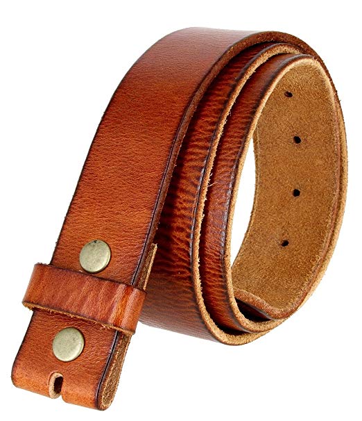 BS-40 100% Full Grain Leather Replacement Belt Strap with Snaps 1 1/2" wide
