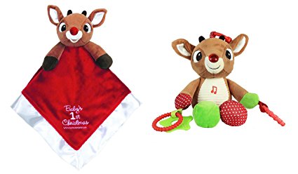 Rudolph the Red-Nose Reindeer Baby 1st Christmas Blanky and Activity Toy Set