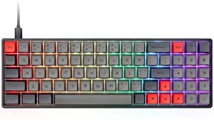 EPOMAKER SKYLOONG SK71 71 Keys Hot Swappable Mechanical Keyboard with RGB Backlit PBT GSA Keycaps for Win/Mac/Gaming (Gateron Optical Red, Black)