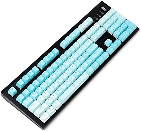 YMDK Double Shot 104 Dyed PBT Shine Through Keyset OEM Profile Keycap Set for Cherry MX Switches Mechanical Keyboard 104 87 61,Blue Gradient