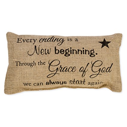 Grace of God 6 x 12 Rectangular Burlap Inspirational Decorative Throw Pillow