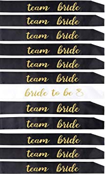 12 Pack Bachelorette Party sash Set/Bride to be sash/Bridesmaid sash, Team Bride or Bride Tribe sash as Bridal Shower Decorations, Bachelorette Party Favors or Supplies, Maid of Honor Gifts.