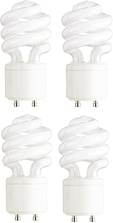 4-Pack - 13 Watt (60 Watt Replacement) Mini-Twist CFL Light Bulb 2700K Warm White GU24 Base