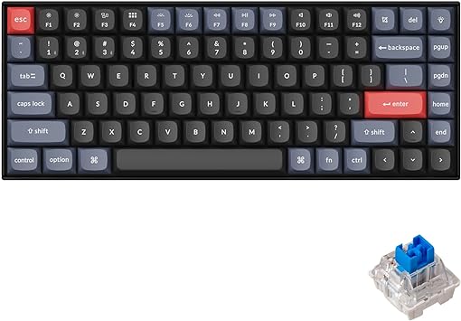 Keychron K2 Pro QMK/VIA Wireless Mechanical Keyboard, Hot-Swappable K Pro Blue Switch with 75% Layout Custom Programmable Macro, RGB Backlight, PBT Keycaps Wired Keyboard for Mac Windows Linux