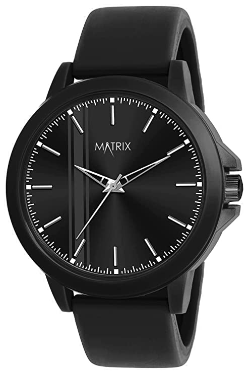 Matrix Analog Black Dial Silicone Strap Wrist Watch for Men & Boys