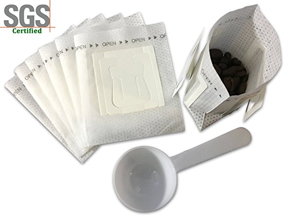 Jasmine Cafe Premium Single Serve Disposable Drip Coffee Filter Bag - Hanging Ear Drip Coffee Bag - Tea Strainer & Filter - Perfect for Travel, Home, & Office - 60 Count